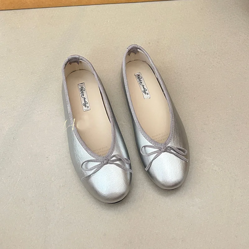 Frühling Herbst Damen Flache Schuhe Ballerinas Schmetterlingsknoten Weiche Modische Runde Zehenpartie Damenschuhe Neu – Detail 6