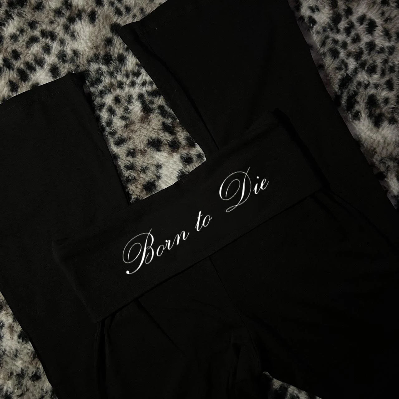 Y2K punk sweet and cool black trumpet pants with printed waistband decoration slim fit pants Harajuku women's casual pants