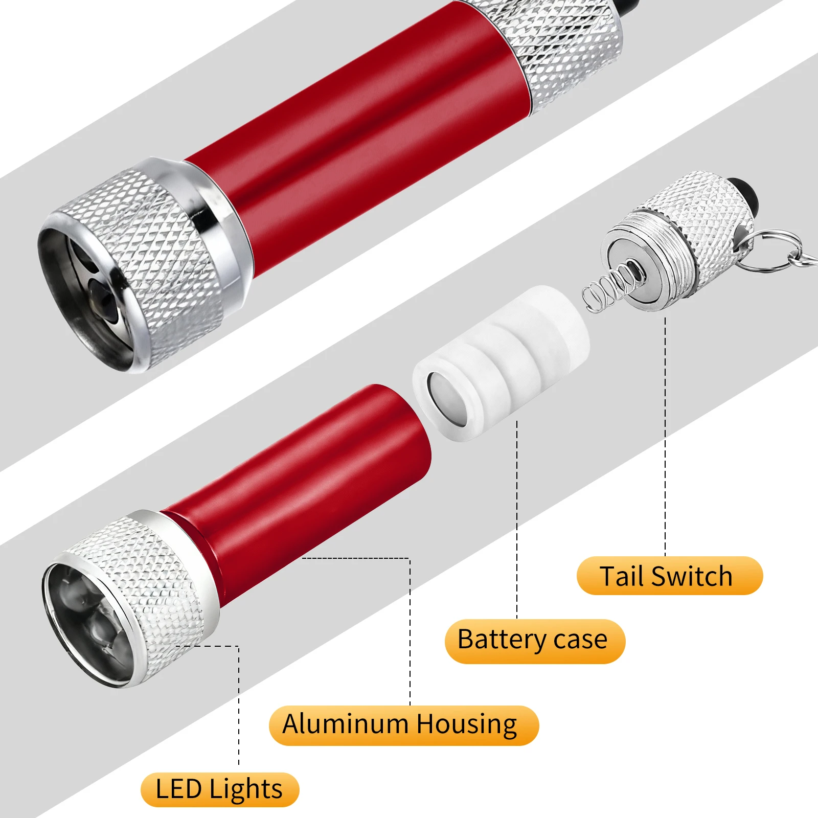 8 قطعة سلسلة المفاتيح سبائك الألومنيوم مصباح يدوي صغير محمول للتخييم التنزه ليلة الصيد رضوخ تسلق معدات السلامة في الهواء الطلق