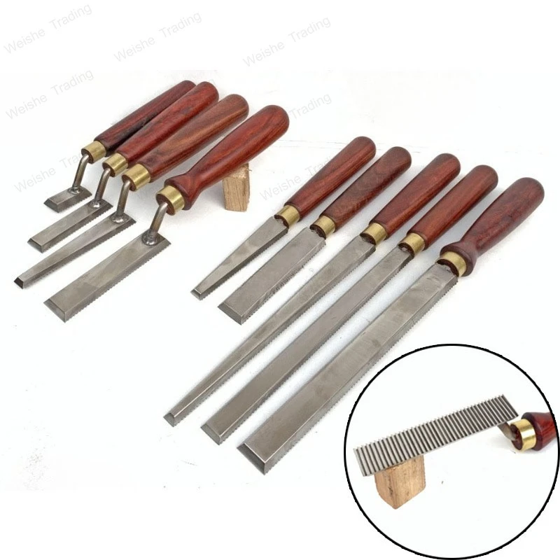 

White Steel Flat Bottomed File Wooden Groove Polishing Special High Foot File Knife Set Woodworking Handmade Fine Polishing File