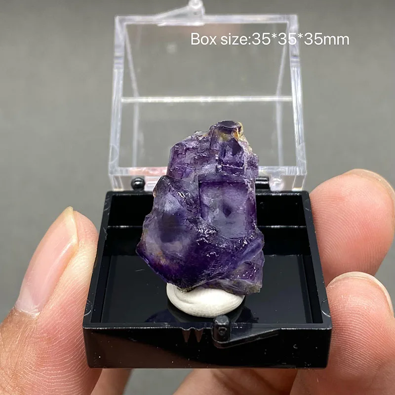 100% Natural China Hunan Yaogangxian Fluorite Crystal Rough Stone Quartz Mineral Healing Crystal +Box size:35*35*35mm
