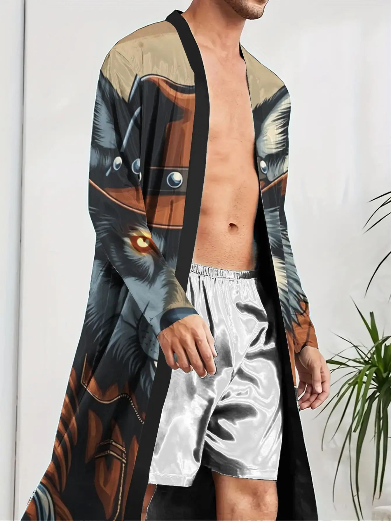 1pcs Men's Robes 2026 Spring/Summer Bathrobe man Polyester Graphic 3D Printed robe Men's pajamas nightie for men Robe man