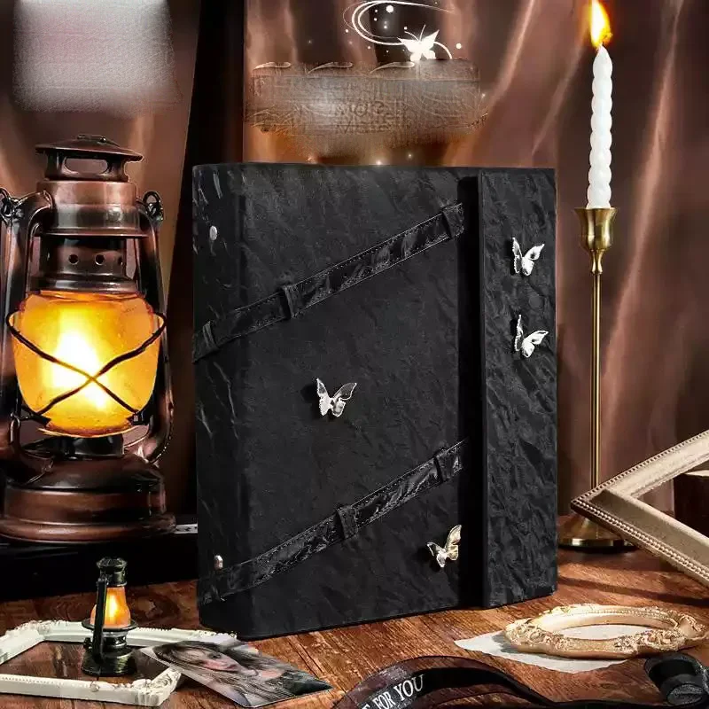 Plastic Butterfly Decor Black Photo Album With Four Grid Compartments Large Capacity 3-inch Small Card Photo Storage Album ZI129
