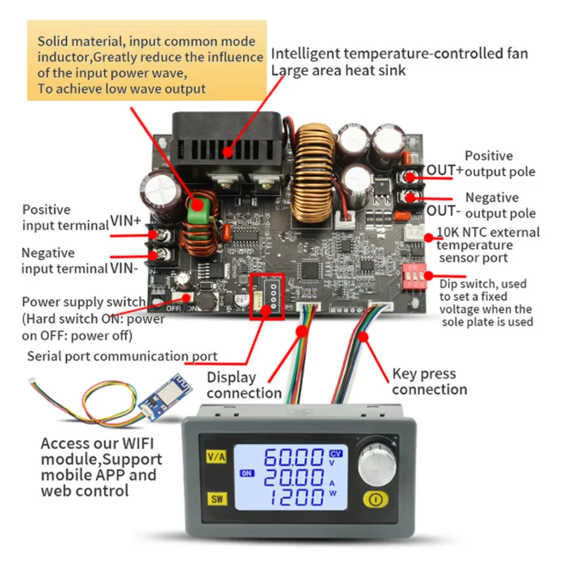 XY6020L CNC modul Step-down arus konstan pelat dasar tegangan stabil arus langsung dan arus
