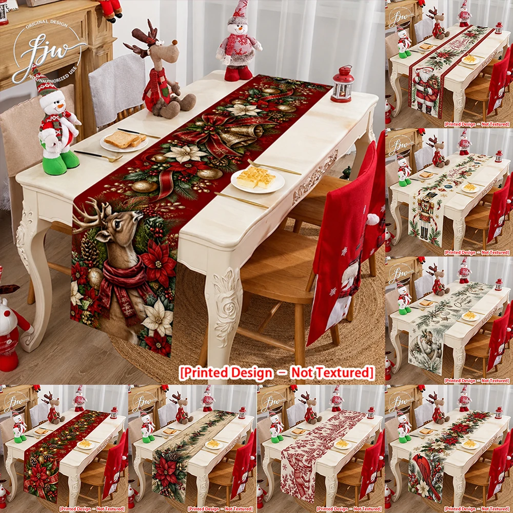 1pc Christmas Table Runner Seasonal Winter Holiday Xmas Dining Table Decor for Home Party Dinner