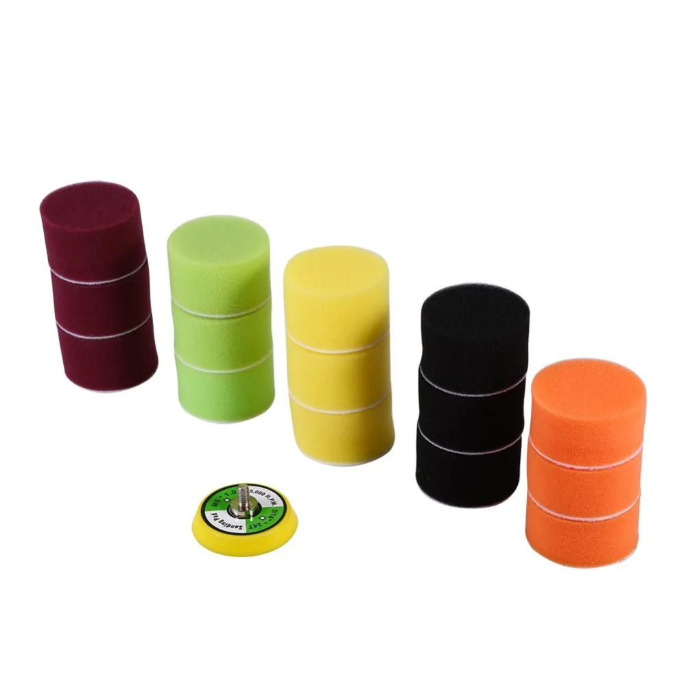 

16 шт. 2 комплекта полировальных и полировальных подушечек для автомобиля, губка для полировки, адаптер для дрели, опорная пластина M6 для автомобильного буфера, полировщик, шлифовальный воск