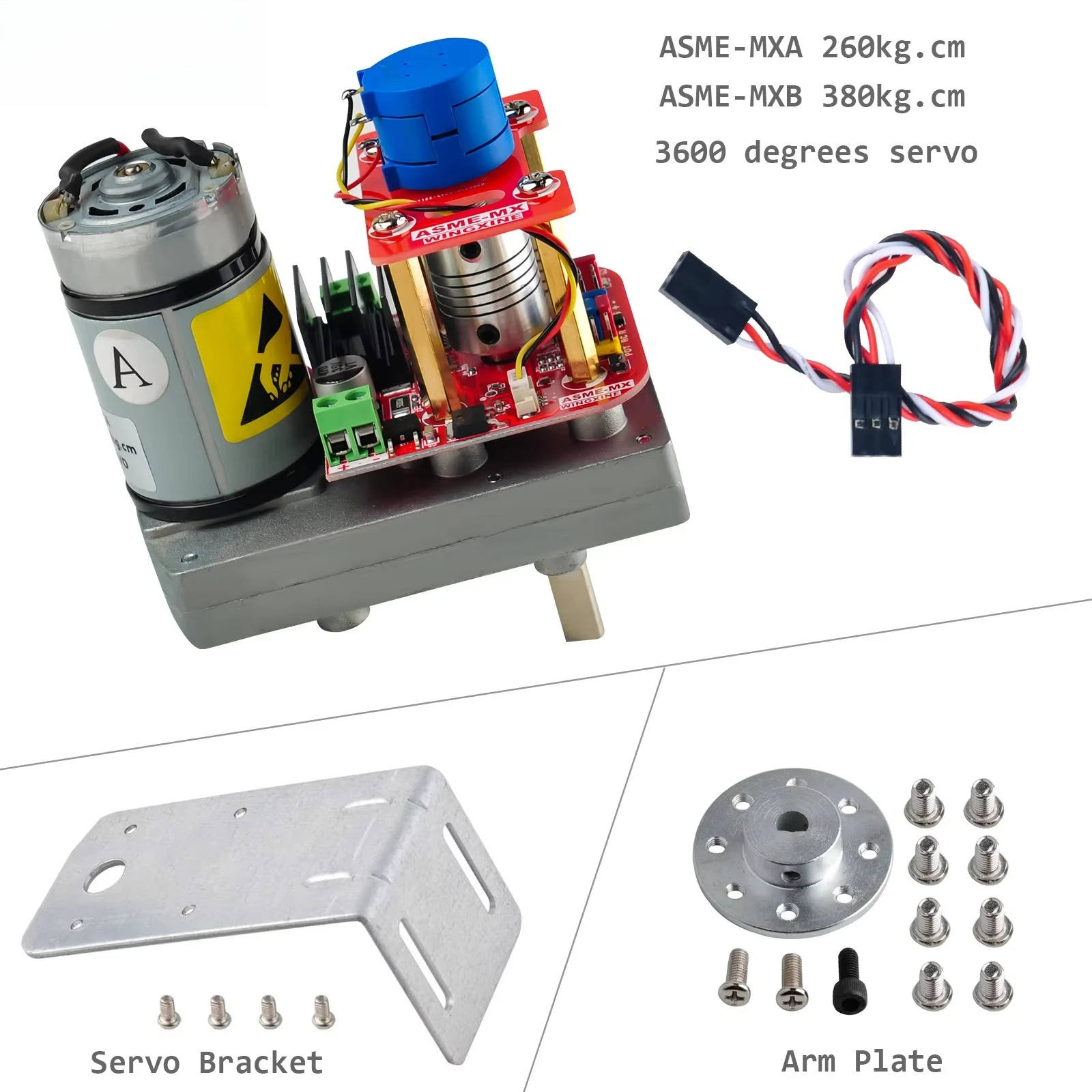 ASME-MX Series High Torque High Speed Digital Servo 24V 260kg.cm /380kg.cm 3600 Degree Steel Gear for Large Robot Manipulator