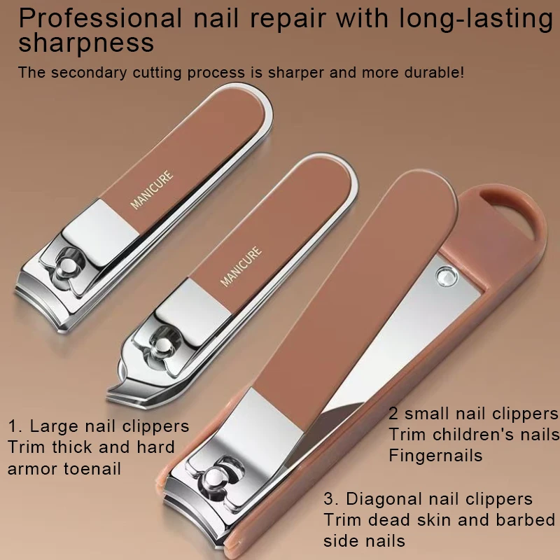 Juego de manicura portátil cortaúñas, kit de herramientas de viaje, cortadores de uñas con caja, caja de regalo de acero inoxidable para amigos o familiares