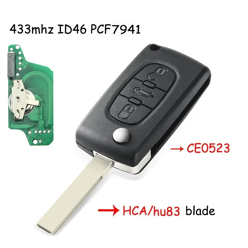 KEYYOU Für Citroen C4 C5 C6 C8 Xsara Picasso Für Peugeot 107 207 307 308 CE0536/0523 Fernbedienung Auto Schlüssel FRAGEN/FSK 434 Mhz