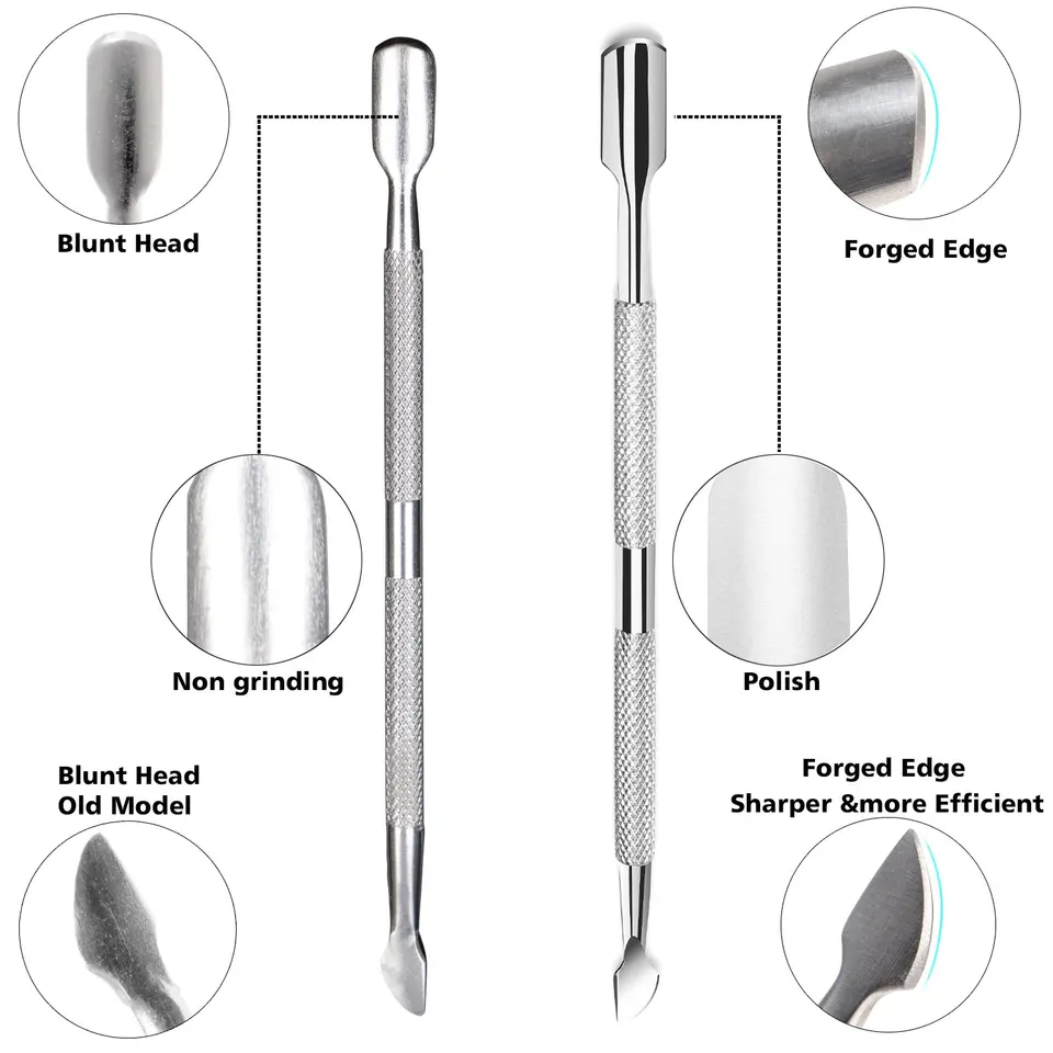 Cortacutículas LINMANDA con empujador de cutículas, acero inoxidable, removedor y recortador de cutículas, perfecto para uñas de manos y pies 3