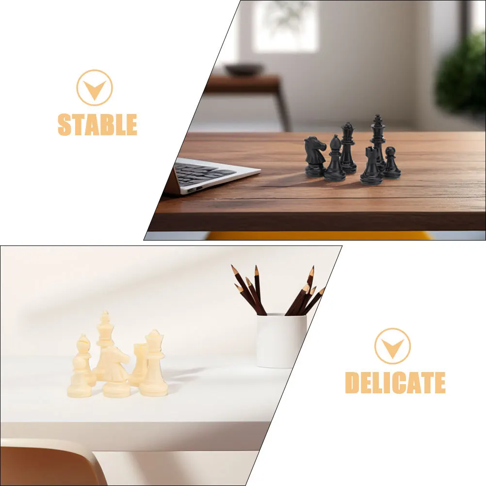 1 Juego de plástico tallado de precisión, diseño único para varios tableros de ajedrez, piezas de ajedrez internacionales de estilo torneo para adultos y niños
