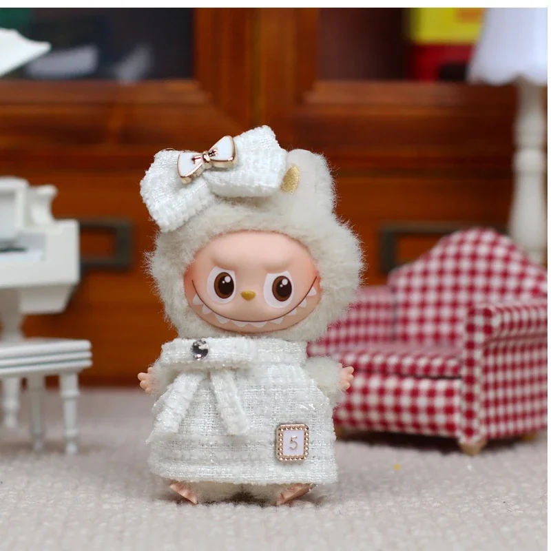 Para labubu 4.0 clássico grade estilo vestido manto conjunto para 4.0 roupas mini boneca roupas acessórios coreia kpop exo