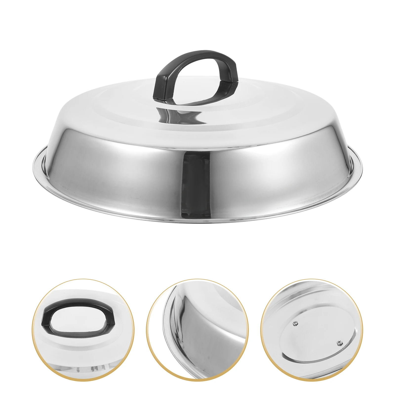 

2pcs Stainless Steel Wok Lid Universal Pot Cover Round Griddle Dome Fry Pan Lid Replacement Basting Cover For Kitchen Thickened