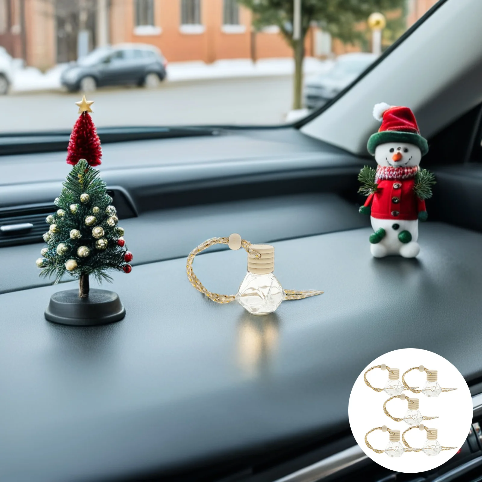

5pcs Perfume Bottle Car Fragrance Diffuser Empty Glass Bottles Essential Oil Aroma Scent Small Size Reusable Hanging Container