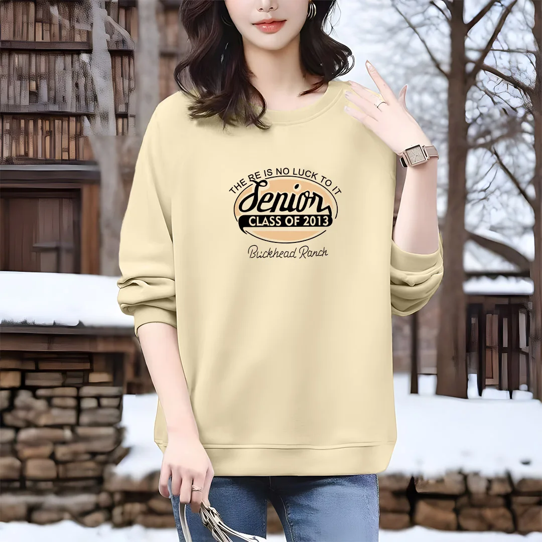 Women Clothing Vintage Printed Letter Pullovers Autumn New Fashion Casual Loose Sweatshirts Female Pure Cotton Hoodies