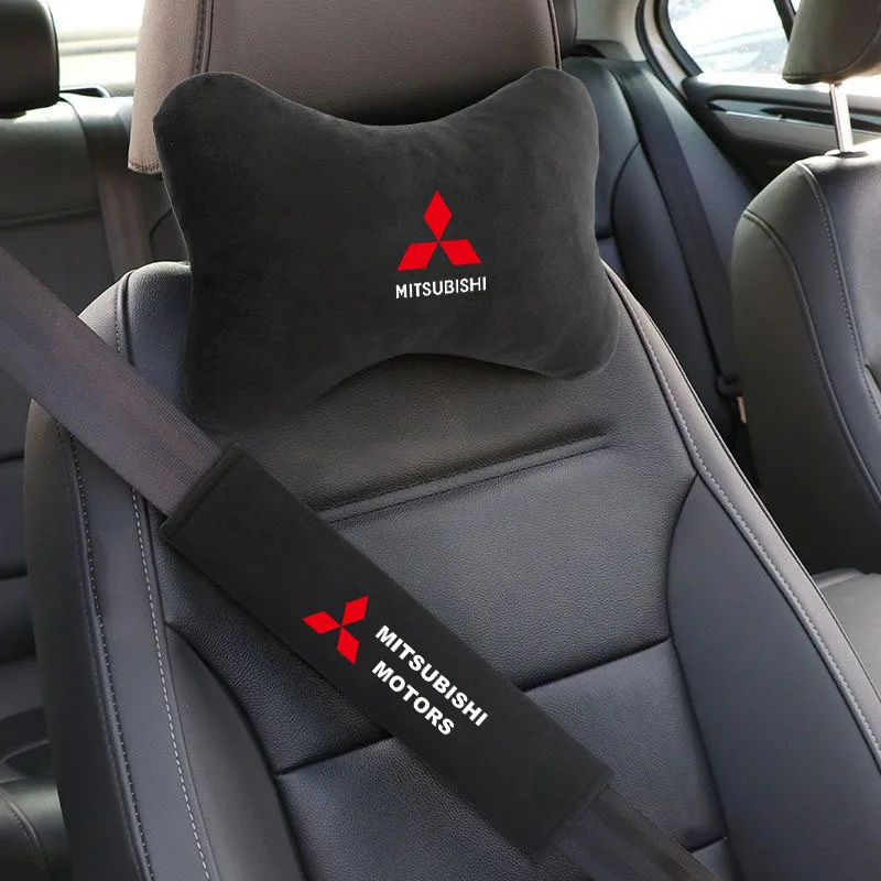 

Car Neck Pillow Car Safety Headrest Cover Auto Seat Belt Shoulder Pads for Mitsubishi ASX Pajero Outlander EVO Lancer EX