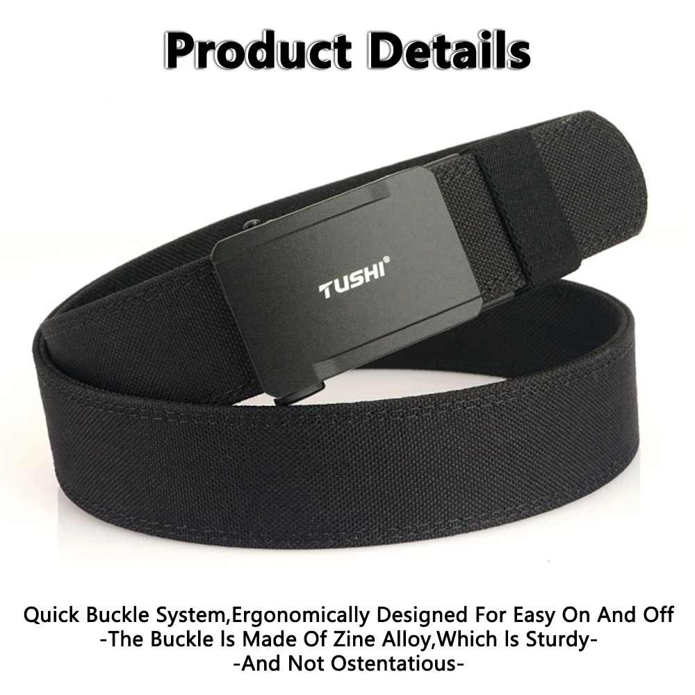 TUSHI New Hard Tactical Belt for Men Metal Automatic Buckle IPSC Gun Belt 1100D Nylon Military Belt Outdoor Sports Girdle Male
