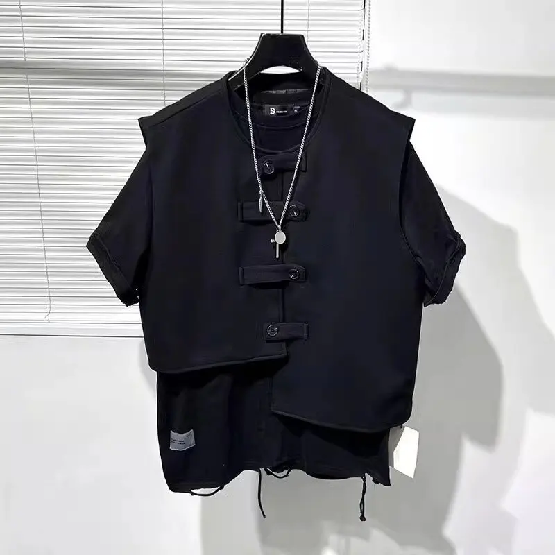 Fashion Techwear Vest Men Y2k Clothes Irregular Niche Design Casual Versatile Punk Hip Hop Streetwear Sleeveless Vest for Men