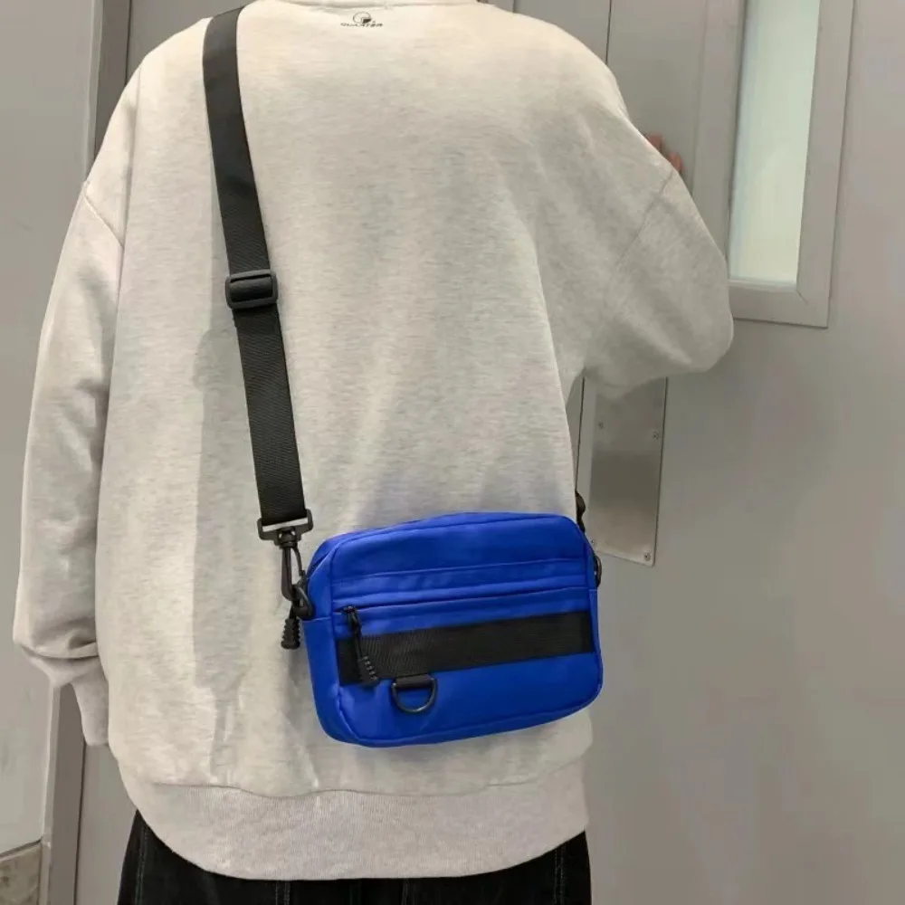 Bolsas Crossbody leves para homens, monocromáticas, portáteis, esportivas, telefone, zíper, quadrado, nylon, mensageiro, escola, moda, casual