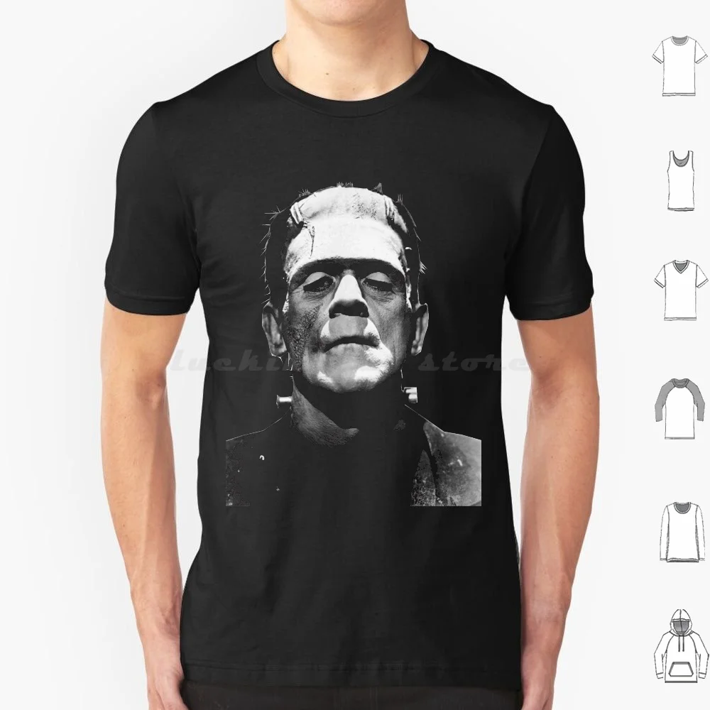 Camiseta de monstruo 6xl, camiseta fresca de algodón, Boris 1932, Frankenstein, Mary Shelley, monstruo clásico, terror clásico, aterrador, negro y