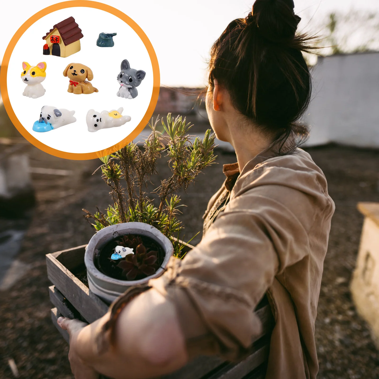 

14Pcs Adornment Terrarium Container Plant Pot Decoration Dog Figurines Puppy Figures Animals Figurines
