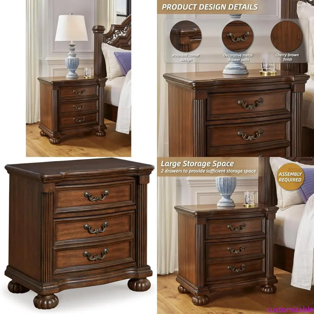 منضدة آشلي لافينتون سيجنتشر الكلاسيكية مع درجين، 28 ارتفاعًا، لمسة نهائية بنية داكنة لغرف النوم #1