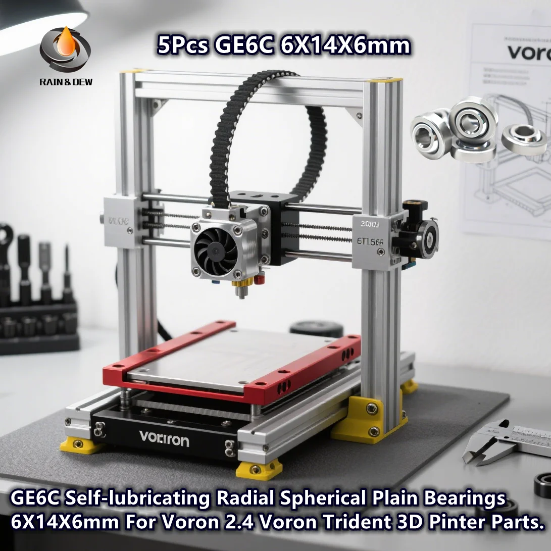 

5Pcs GE6C Self-lubricating Radial Spherical Plain Bearings 6X14X6mm For Voron 2.4 Voron Trident 3D Pinter Parts