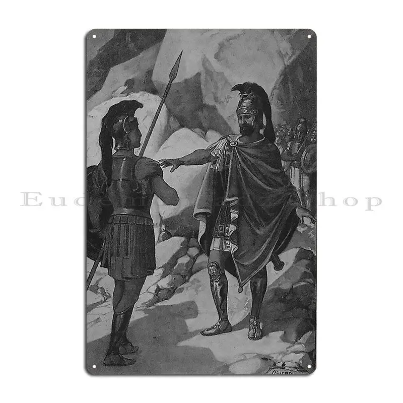 Leonidas And 300 And The Messenger To Sparta Metal Sign Garage Custom Home Design Designer Tin Sign Poster