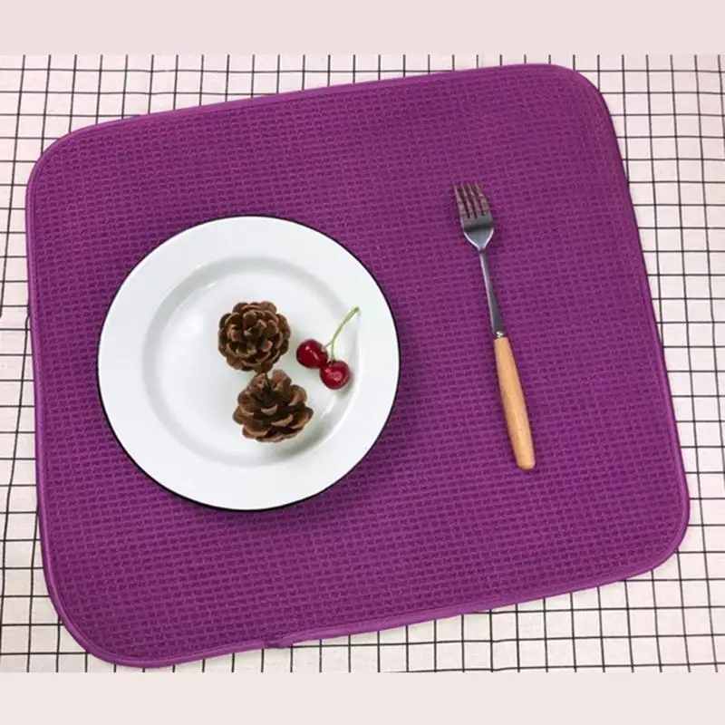 E8BD Microfiber Dish Drying Mats for Dishes Large Absorbent Sink Drain Mat Reversible-Dish Dryer Pad for Kitchen Counter Tool
