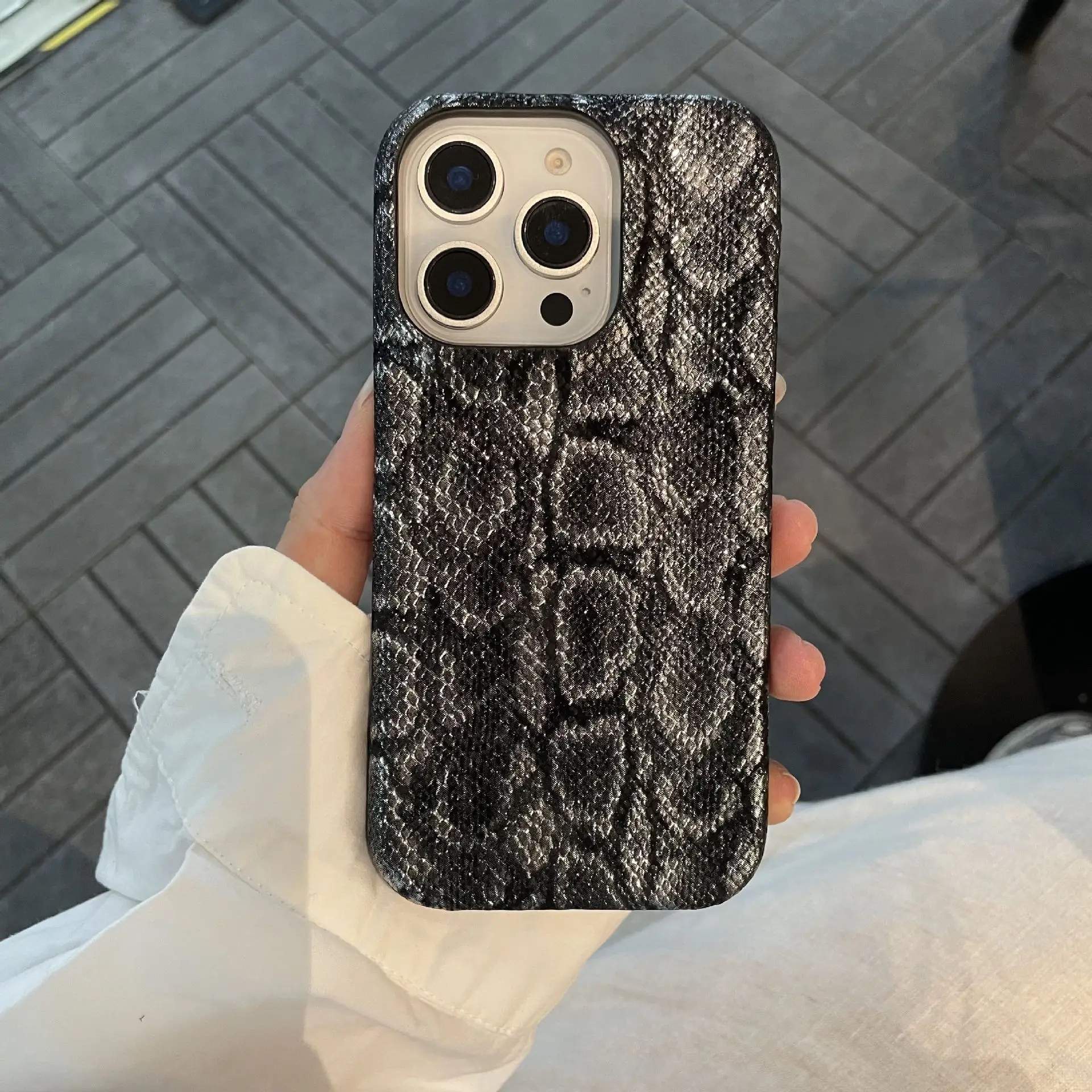 نمط جديد من جلد الثعبان الثعبان مناسب لهاتف آيفون 17 برو ماكس جراب هاتف 16 برو فلاش مسحوق 15 نصف حزمة 14 13 غطاء حماية