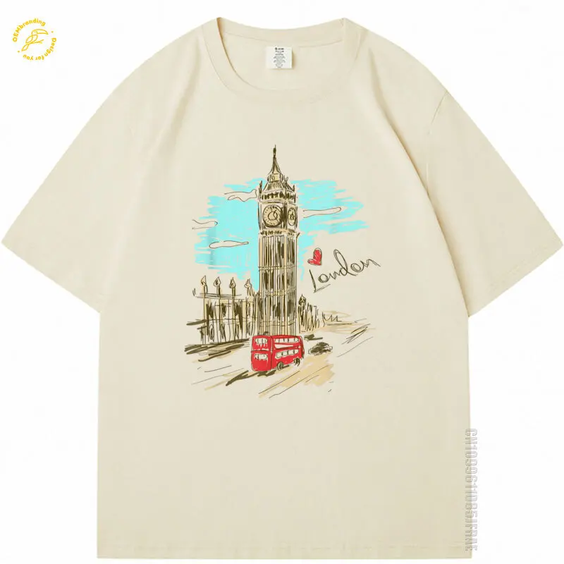 

London England Vintage Retro Souvenir Travel Love Tshirt City Large T-Shirt Playeras Para Hombres Футболки Мужские T Shirt Men