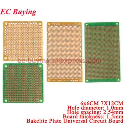 1Pc-10Pcs Single Side Prototype Universal PCB 6x6CM 7X12CM 6*6 7*12 cm Experimental Bakelite Copper Plate Circuirt Board 60x60mm