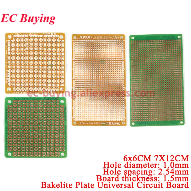 1Pc-10Pcs Single Side Prototype Universal PCB 6x6CM 7X12CM 6*6 7*12 cm Experimental Bakelite Copper Plate Circuirt Board 60x60mm