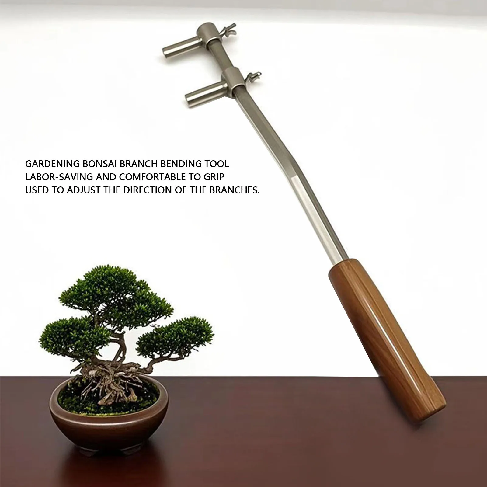 

167In Stainless Steel Bonsai Branch Bender Adjustable Styling Tool With Wood Handle For Household Gardening Trimming Work
