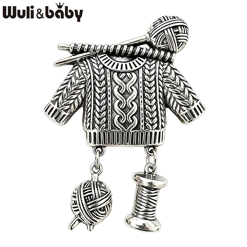 Wuli&baby Vintage Strickpullover-Broschen für Frauen 2-farbige Metall-Garnkugel-Anhänger Kleidung Party-Broschen Geschenke – Detail 2