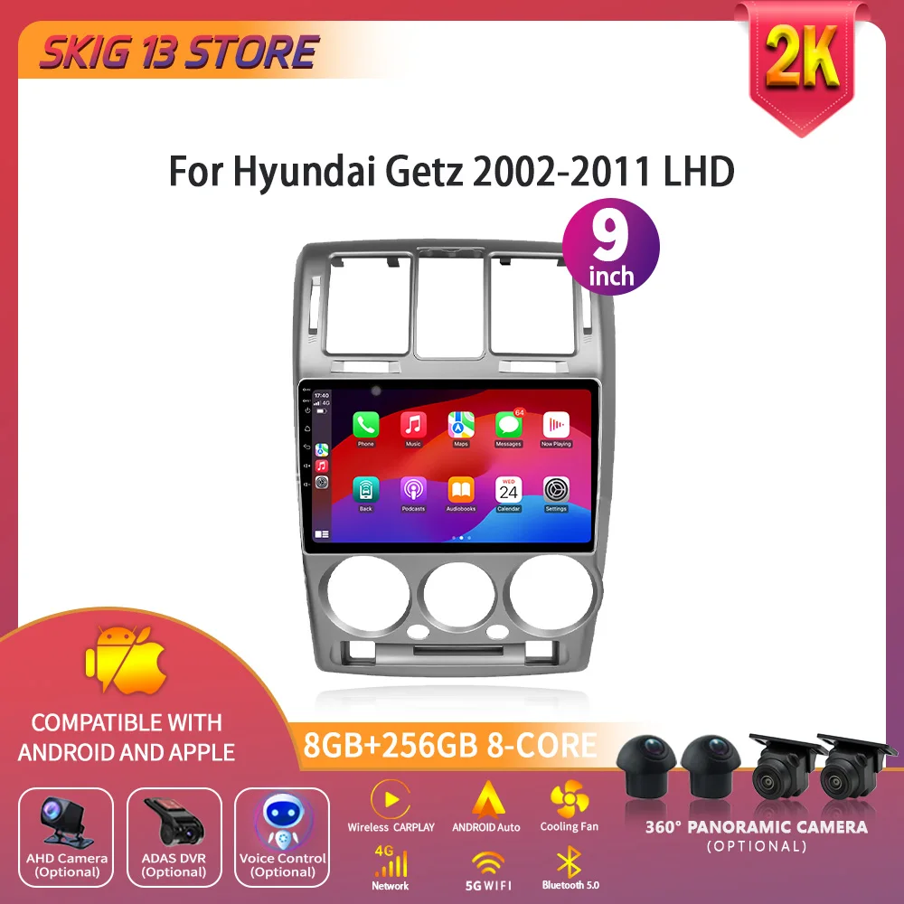 

Left Handle Drive For Hyundai Getz 2002-2011 Car Radio Multimedia Video Navigation 4G GPS Android Wirelss CarPlay2 Din Screen