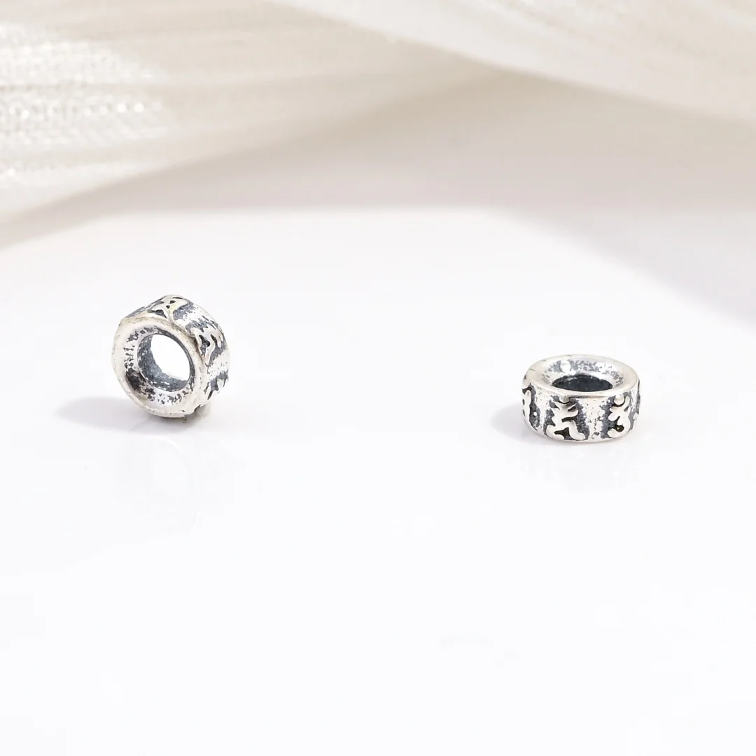 2PCS S925 Sterling Silver Retro Pattern Spacer Beads