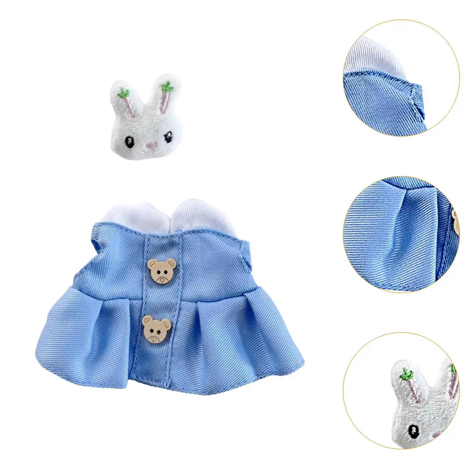 Doll Clothes for 15/17cm Plush Doll Cute Fashion Stuffed Animals Accessories Stuffed Doll Sleeveless Dress Set for Children