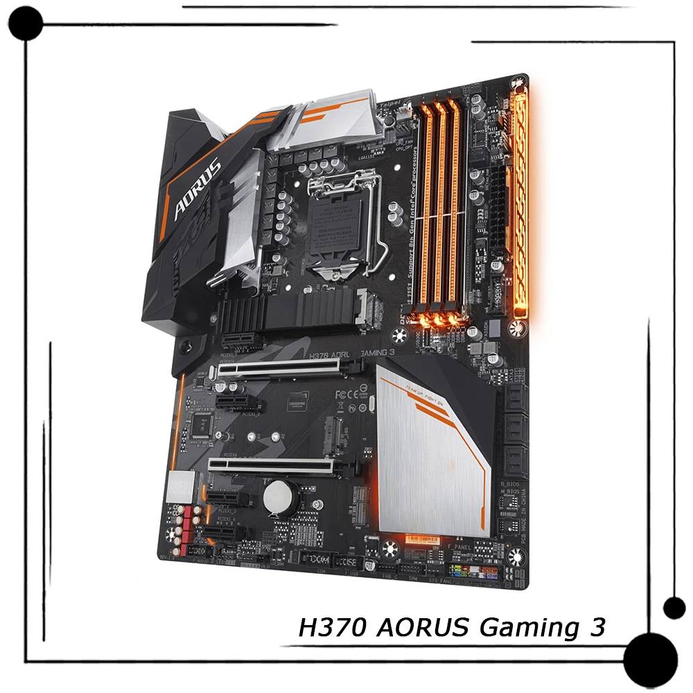 LGA 1151 For Gigabyte 64GB PCI-E 3.0 M.2 DDR4 Core i7/i5/i3 ATX Desktop Motherboard H370 AORUS Gaming 3