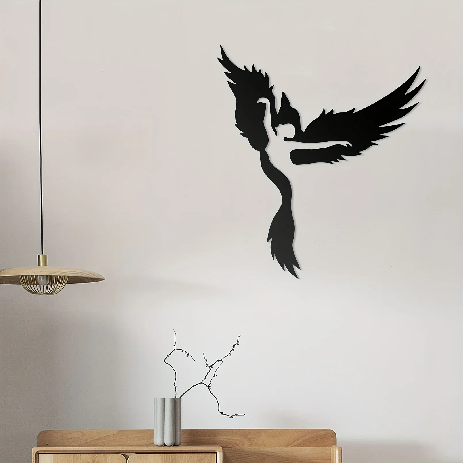 

Modern Metal Angel Bird Wall Decoration, Simple Line Drawing Home Painting Art Wall Sculpture for Kitchen Bathroom