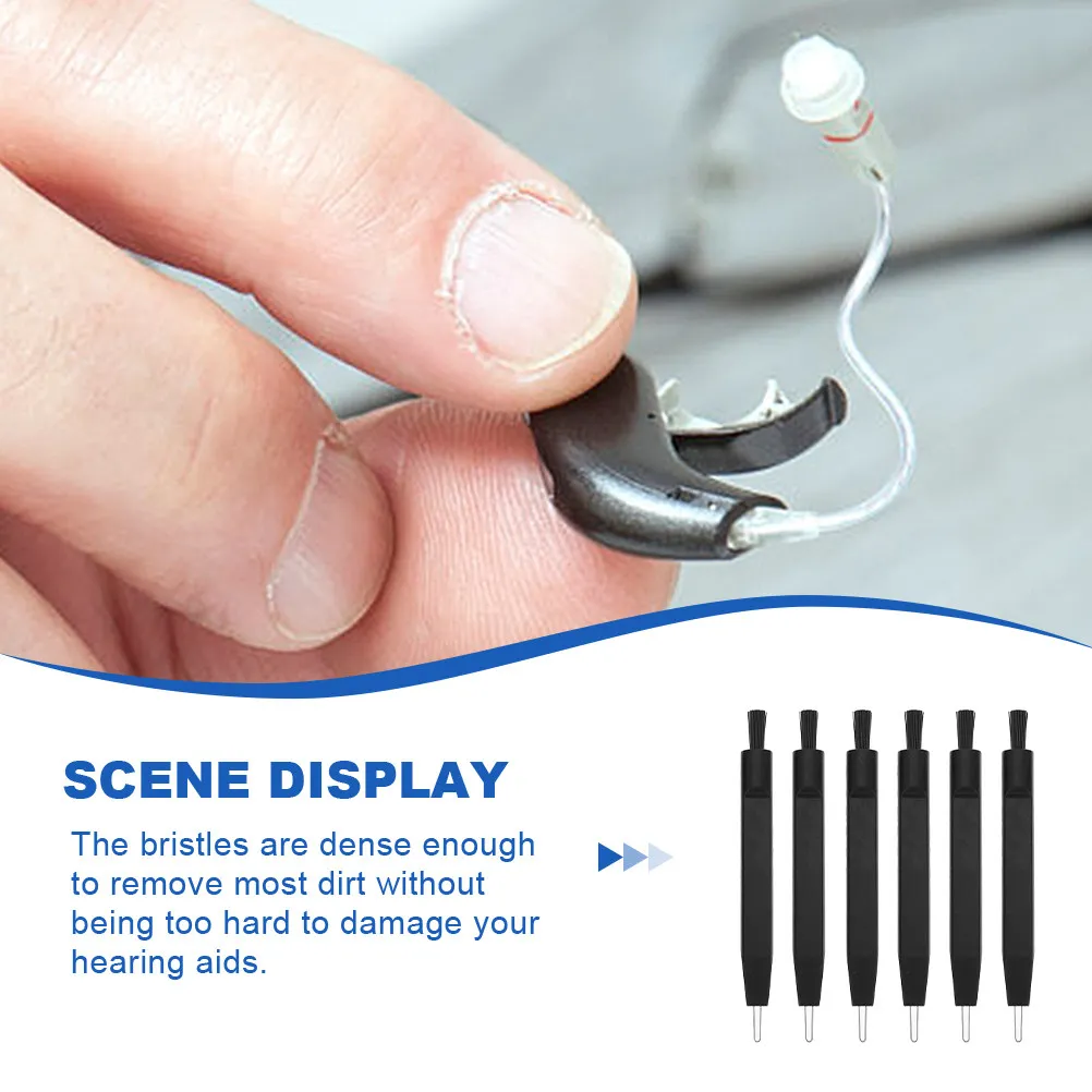 

6Pcs Hearing Aids Accessories Cleaning Brush Soft Nylon Bristles Non-Slip Handle Earbuds Cleaning Tool for Wax and Dirt Removal