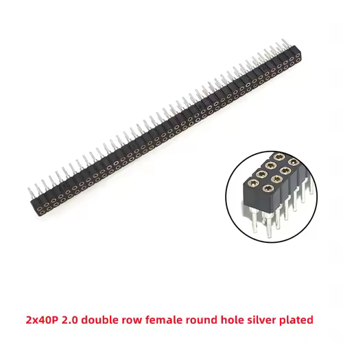 5 Pcs Round Hole Pin Header 2.0MM/2.54MM Pitch Row Female/Male, Single Row 1x40P Row 2x40P Double Row Pin Round Pin Gold Plated - Image 18