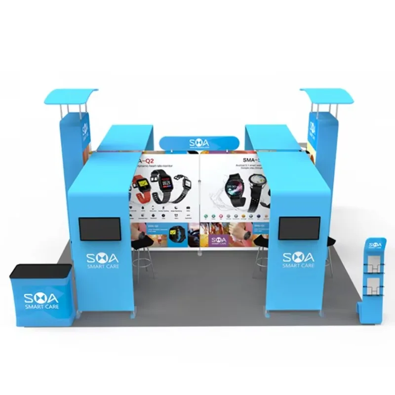 2026 Hot Sales Custom Portable Modular Trade Show Display Booth Stand Mobile Event Exhibition Booth for Indoor Tradeshows Alumin