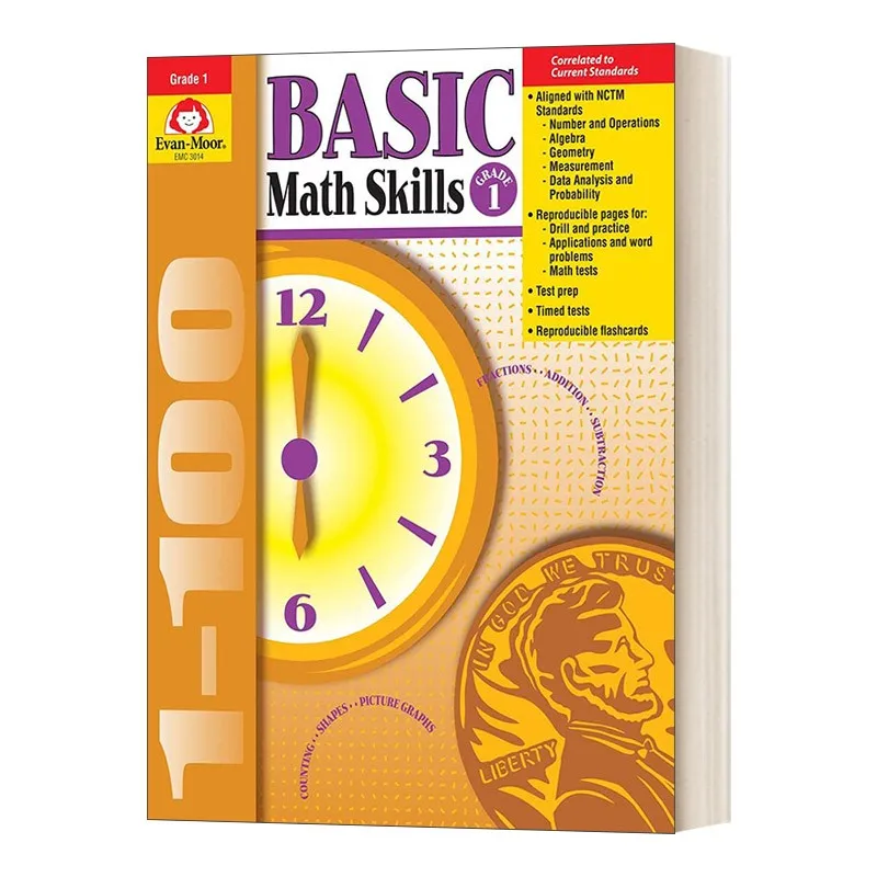 

Evan-Moor Basic Math Skills, Grade 1 Workbook,aged 6 7 8 9, English book 9781557998965