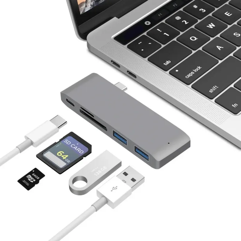 5 em 1 usb c hub usb tipo c hub adaptador para macbook pro/air m1 m2 2021 2020 2019 2018 thunderbolt 2 pd usb 3.0 leitor de cartão sd tf