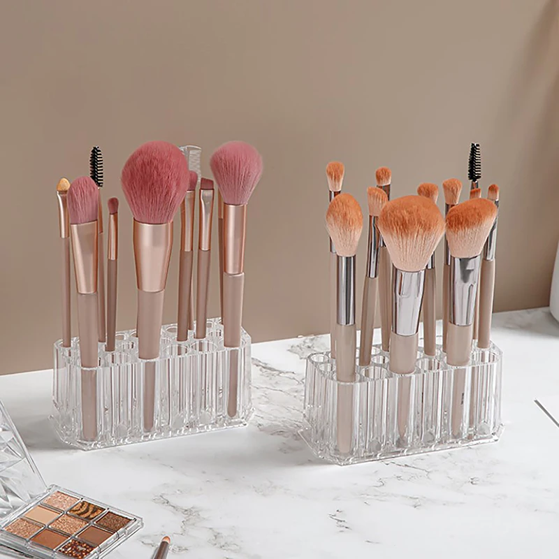Organizador de pinceles para decoración de uñas con 26 agujeros, soporte para delineador de ojos de escritorio, estante de almacenamiento para bolígrafos y cosméticos, soporte para brochas de maquillaje acrílico, estante de muestra