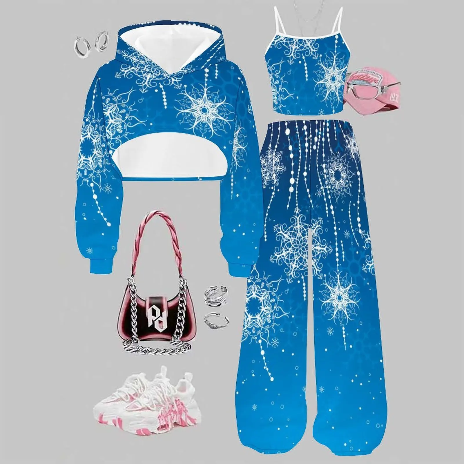 Kids Sweet Print Three Piece  Adorable Soft Skin-friendly Breathable Coat Fashion Casual Vest Daily Vacation Beach Sweatpants