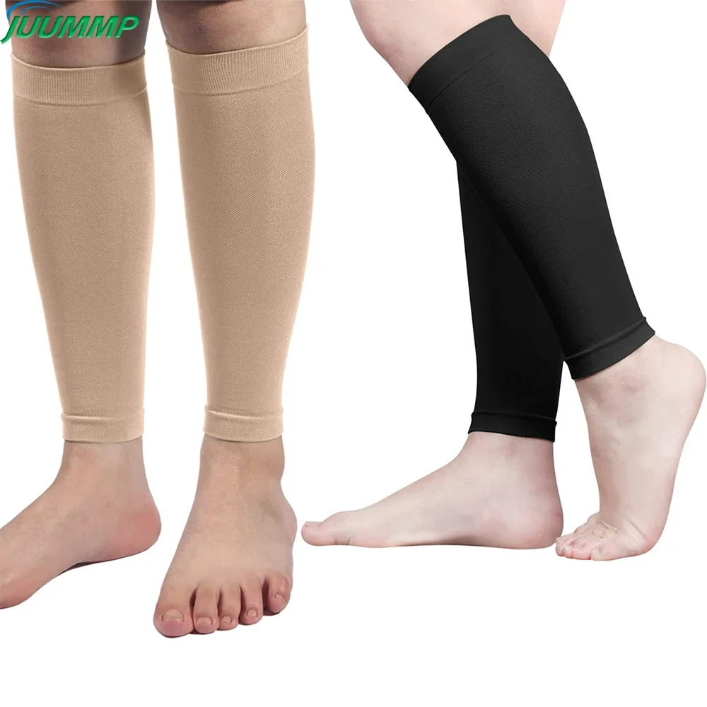 1Pair Calf Support Sleeves Leg Footless Compression Socks for Splints, Varicose Veins, Lymphedema, Sports, Running, Cycling