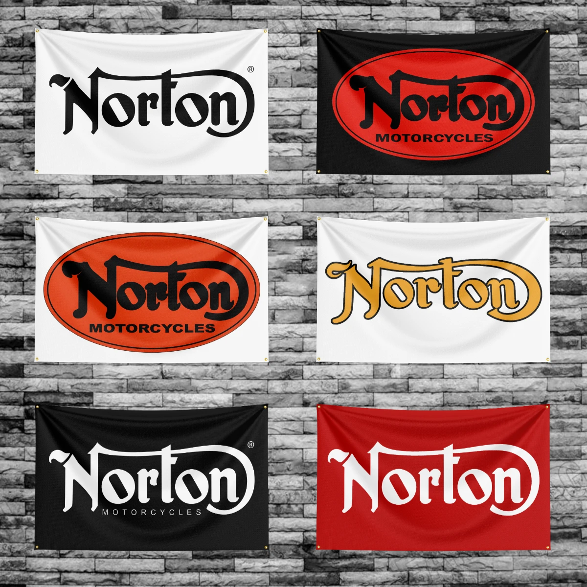 3x5 Ft Nortons Motorcycle Racing Flag Polyester Printed Cars Flags Banner Tapestry for Room Garage Decor