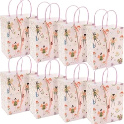8Pcs Woodland Fairy Gift Bags with Ribbon Decorations for Girls Birthday Party Gift Bag Baby Shower Fairies Favor Bag Pink Boxes